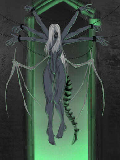A commission of an imprisoned god of Death for client's D&D campaign.
